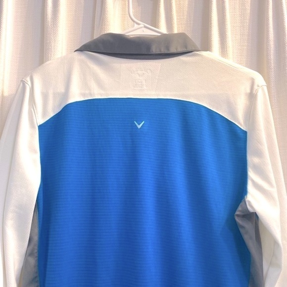 Women’s Callaway Blue White and Grey 1/4 Snap Front 100% Polyester Golf Shirt L - Picture 6 of 9